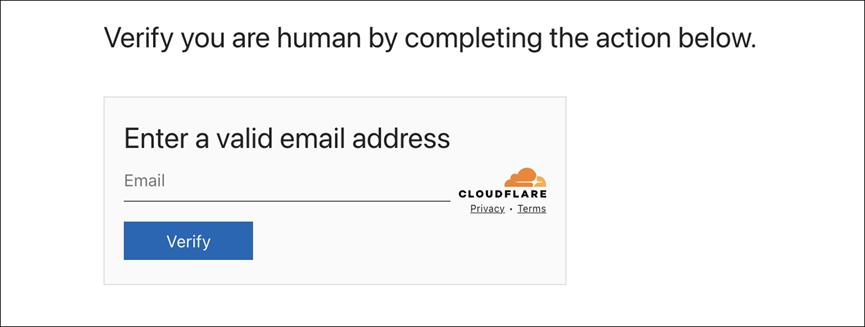駭客製作偽造Cloudflare Turnstile頁面，要求輸入有效的email