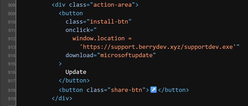 點擊Update後，下載supportdev.exe惡意程式
